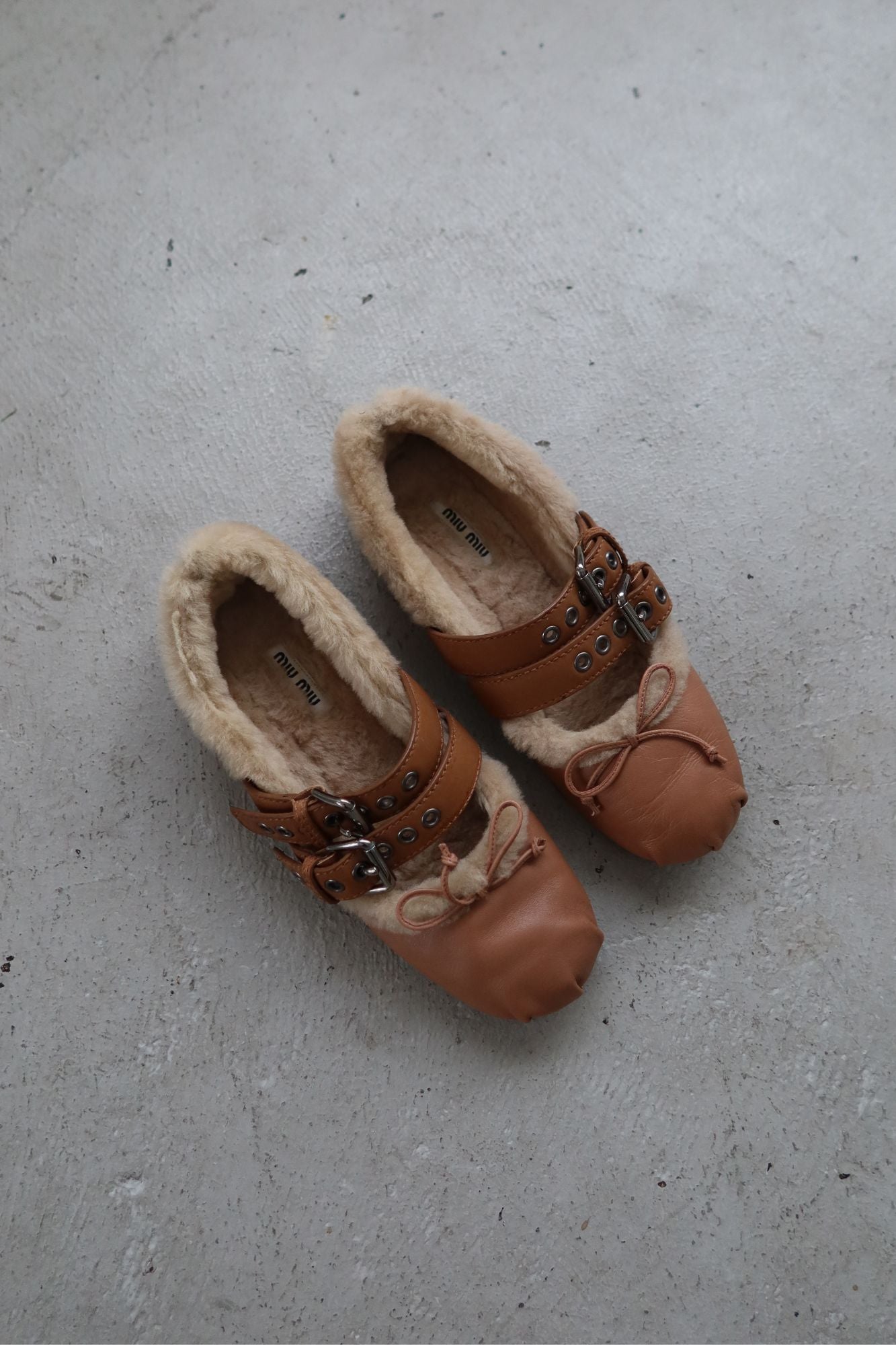 miu miu | shearling ballet flats
