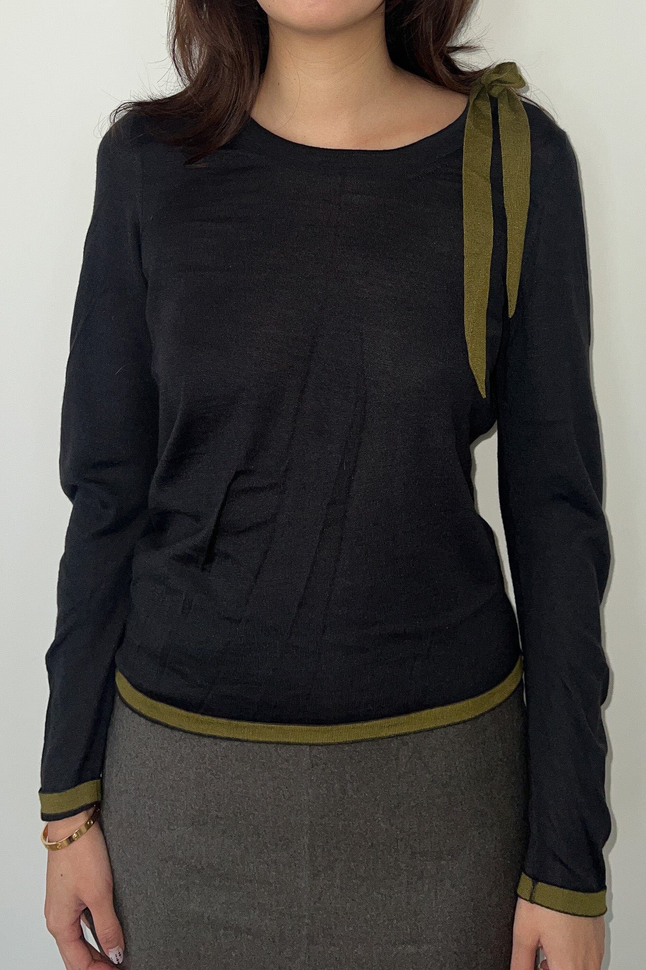 jil sander | grey knit with olive straps