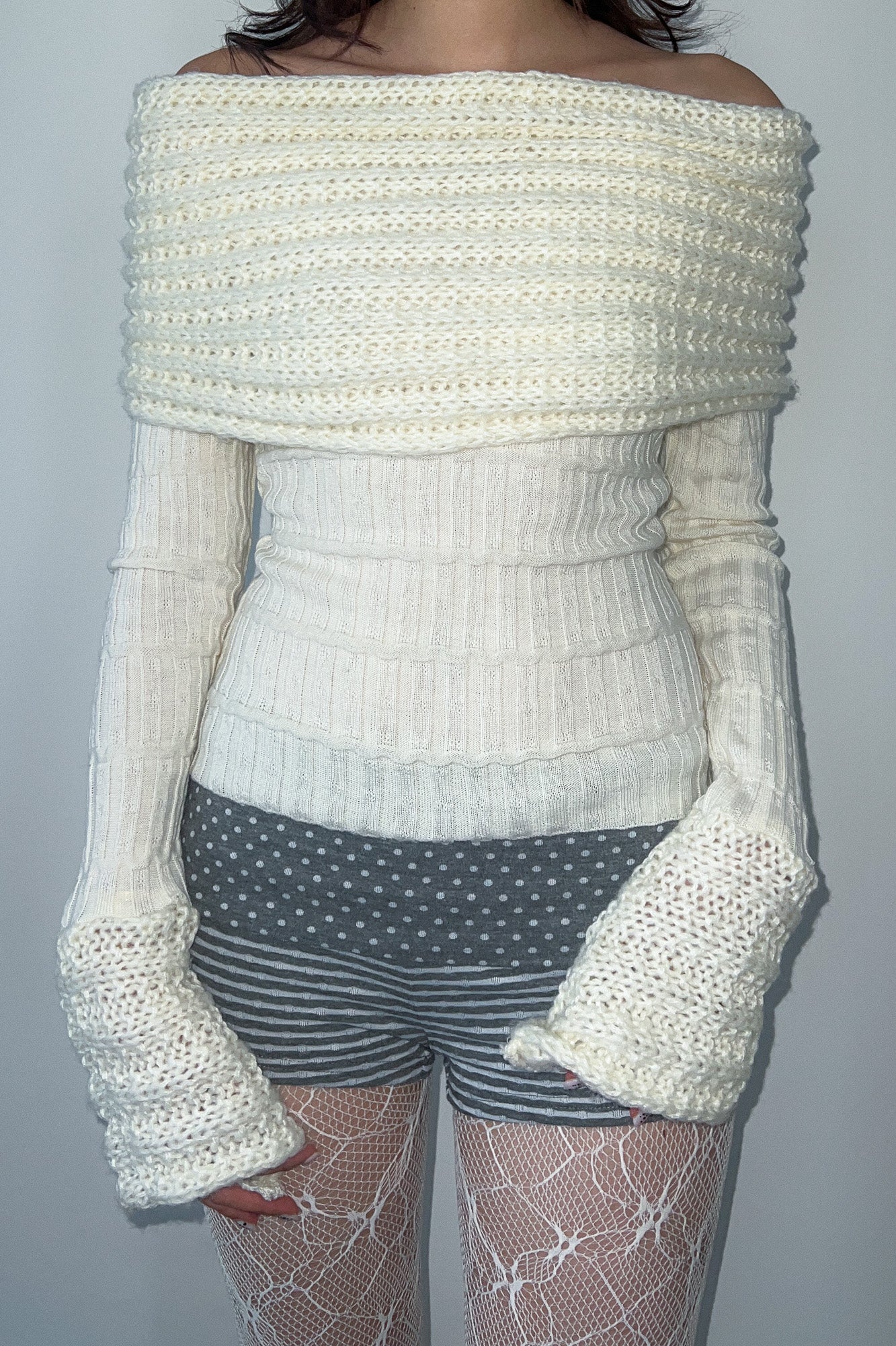 off-shoulder knit