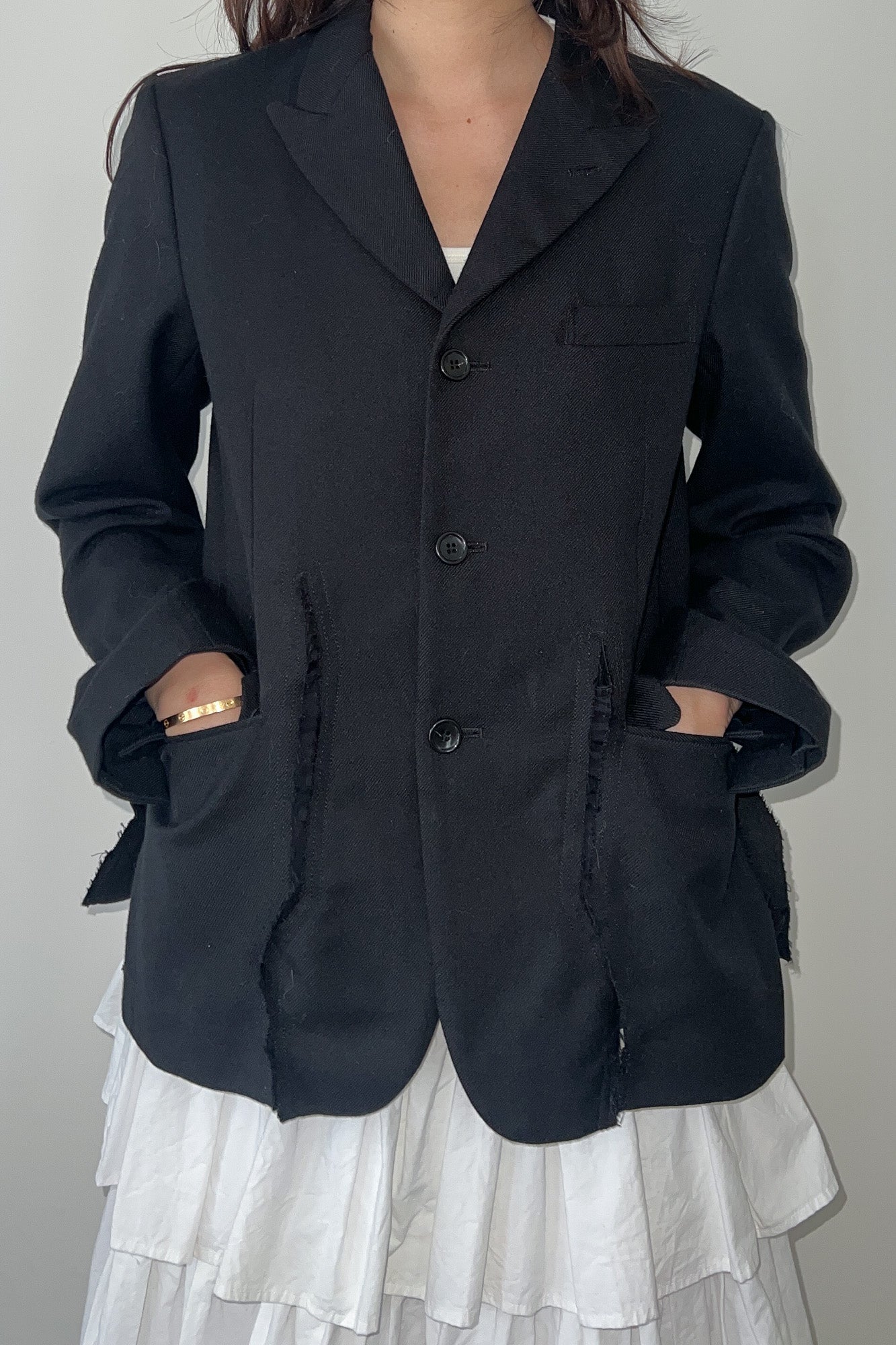 comme des garçons black | black distressed blazer