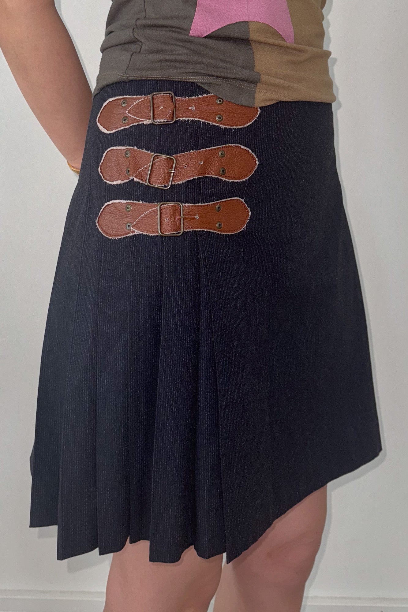 jean paul gaultier | pleated wool buckle skirt