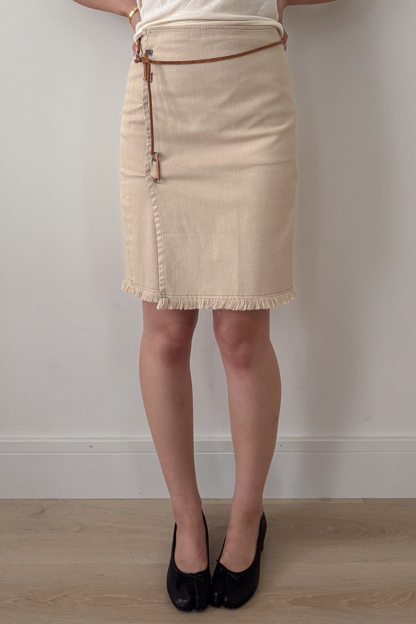 burberry blue label | tan skirt