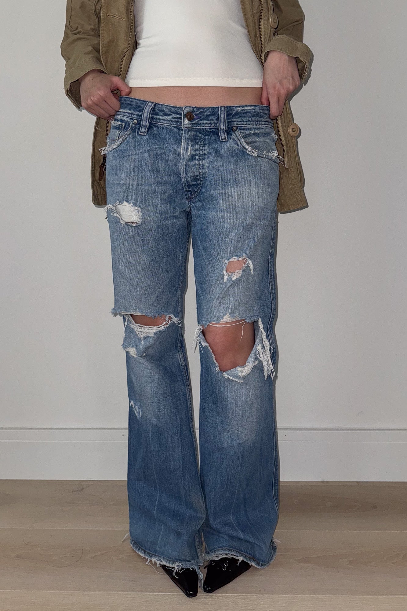 diesel | low waisted distressed jeans