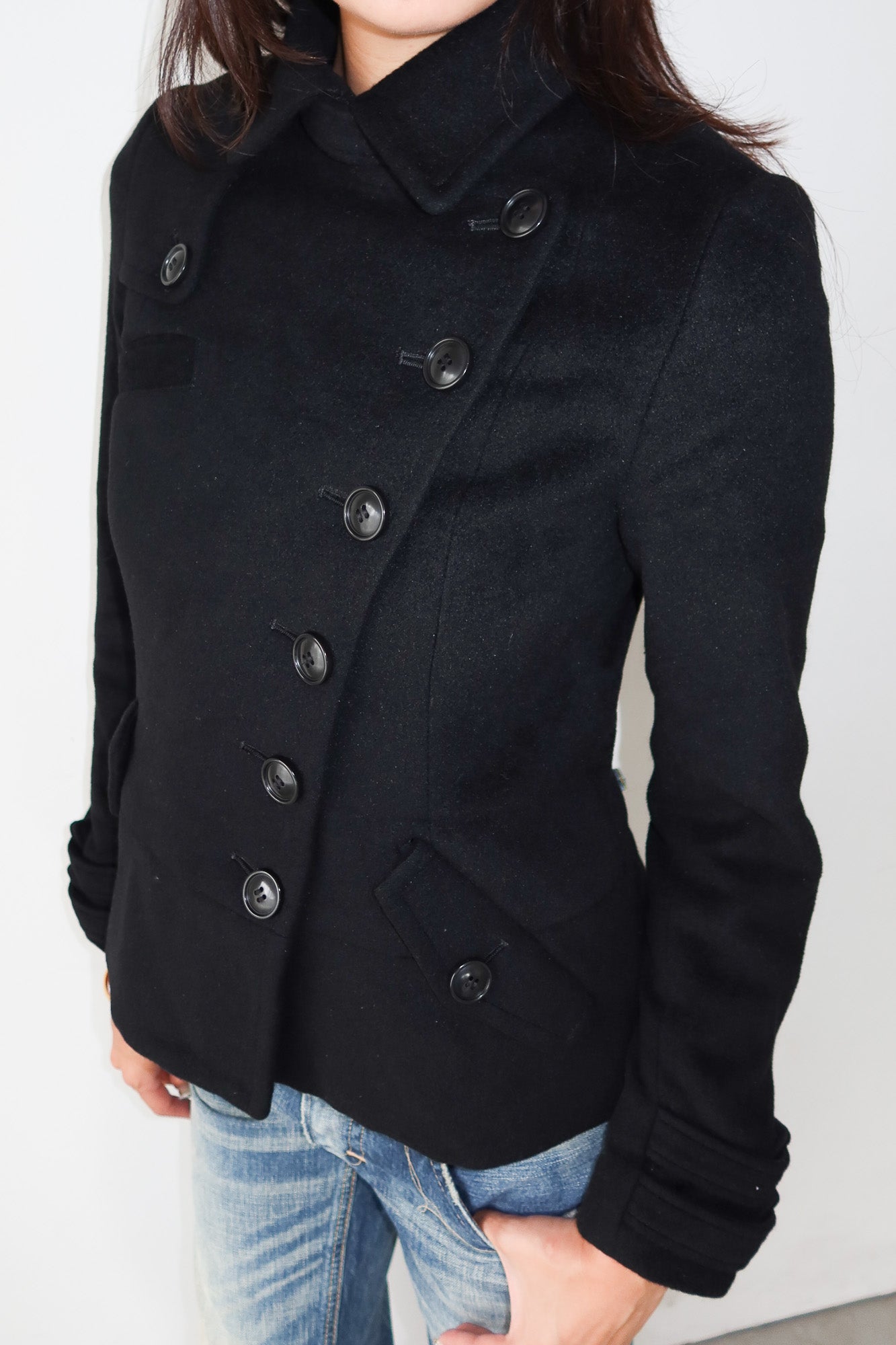 wool asymmetric button coat