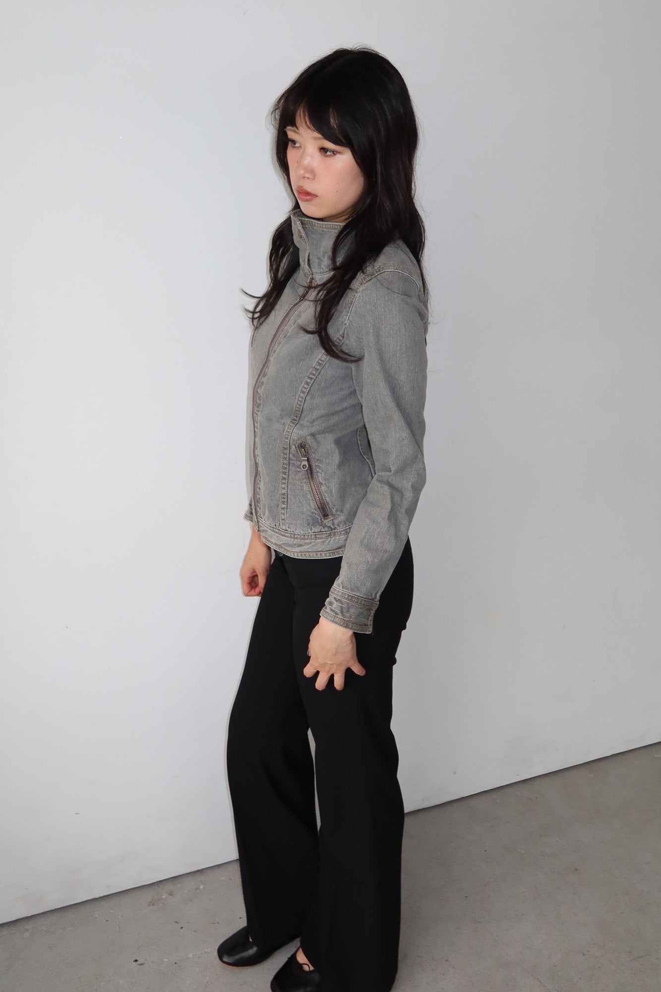 comme ca ism | denim high neck jacket