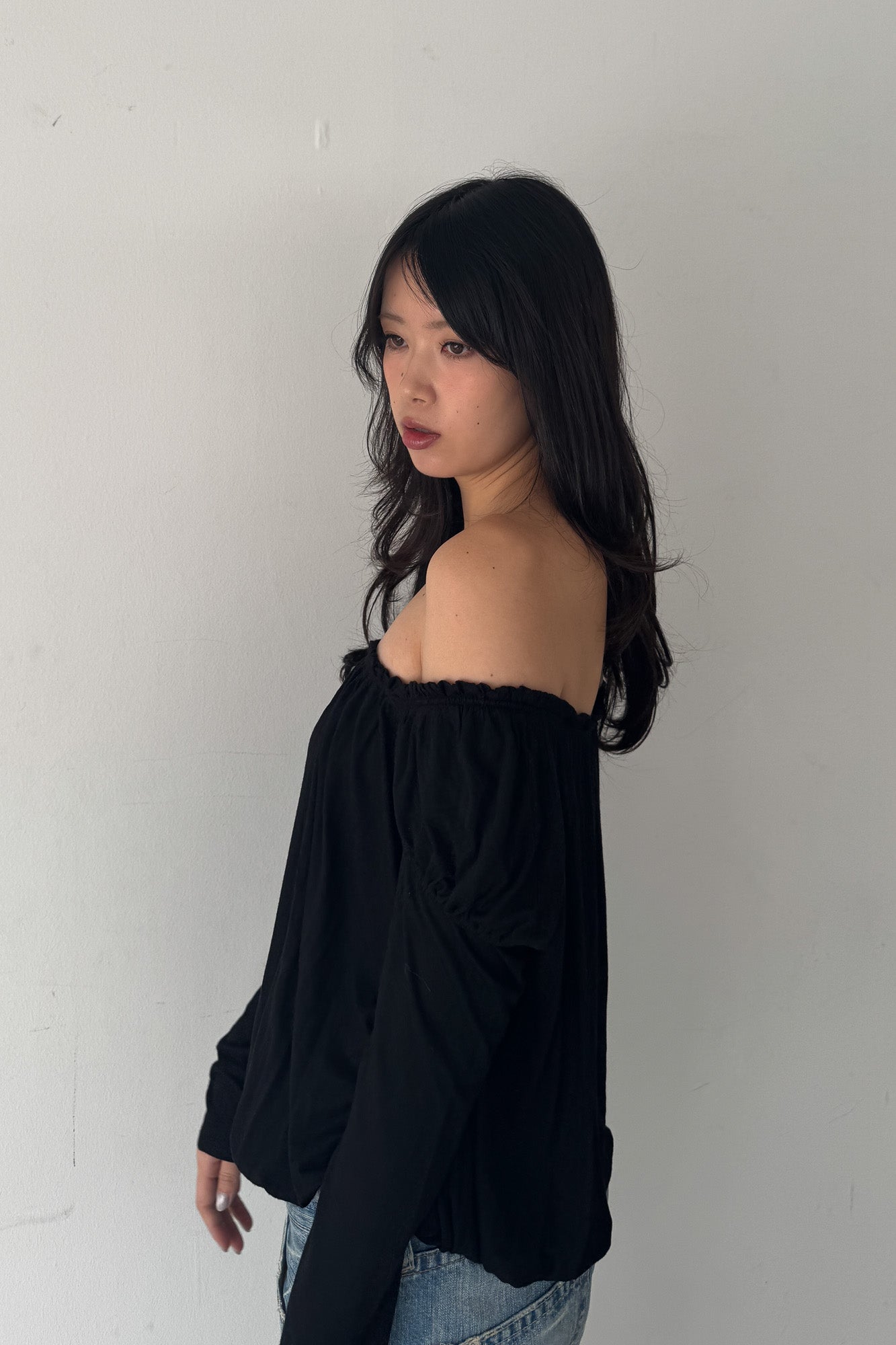 givenchy | slouchy off-shoulder layered top