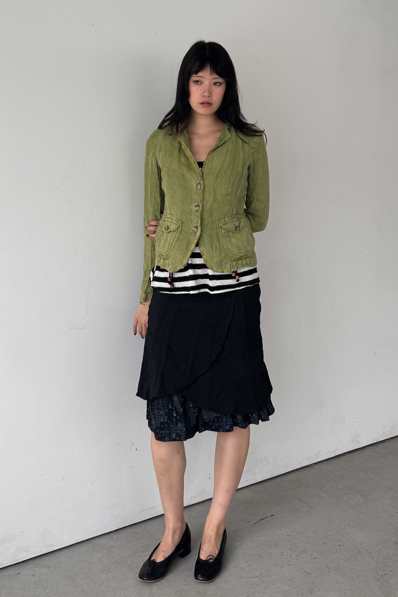 moss green linen jacket