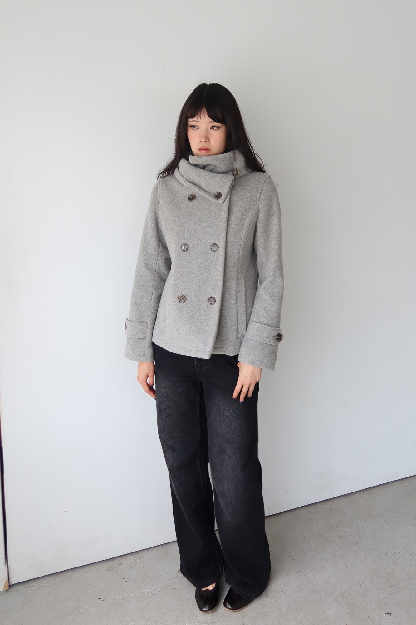 funnel neck grey coat