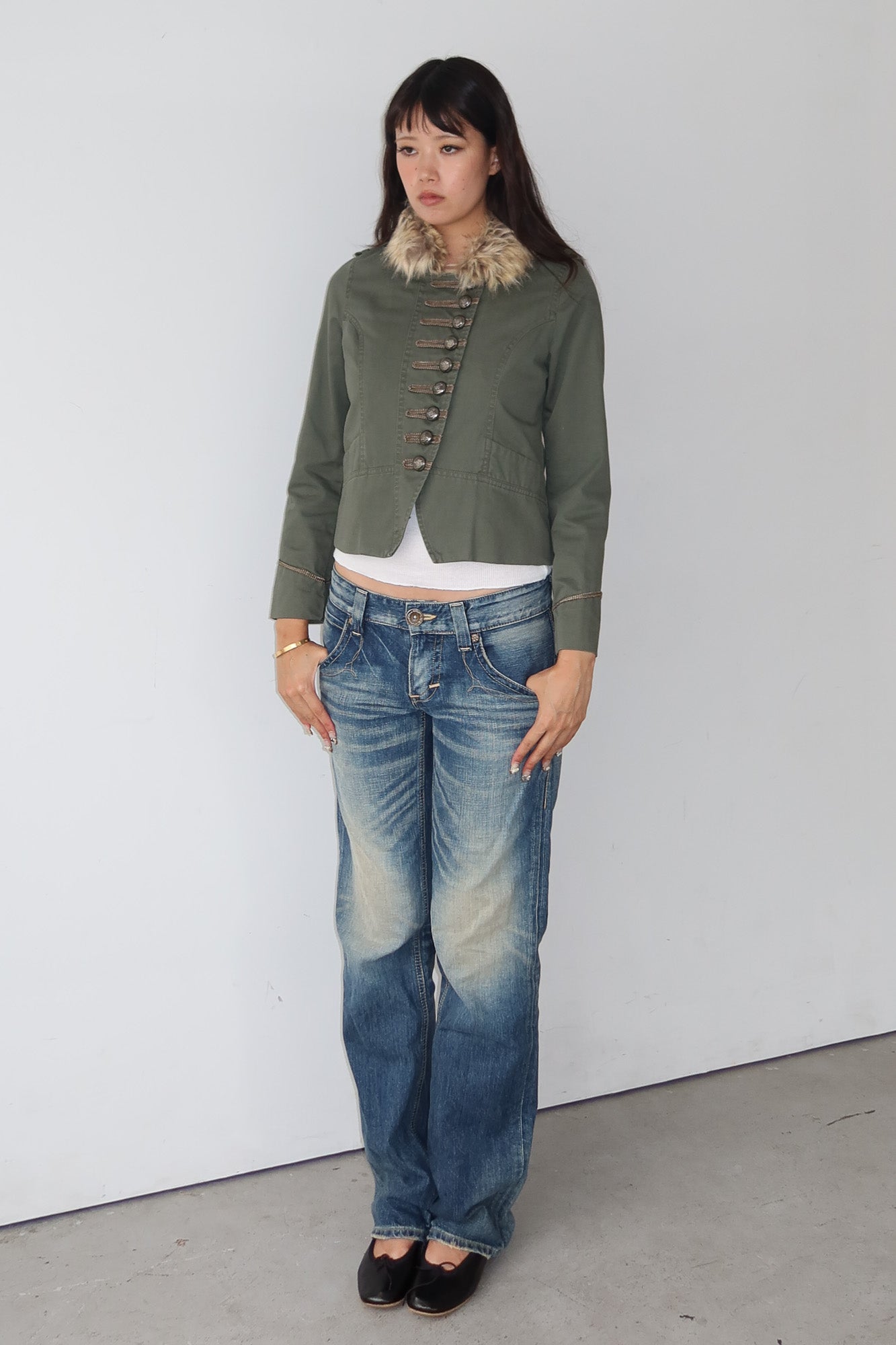 fur collar military jacket