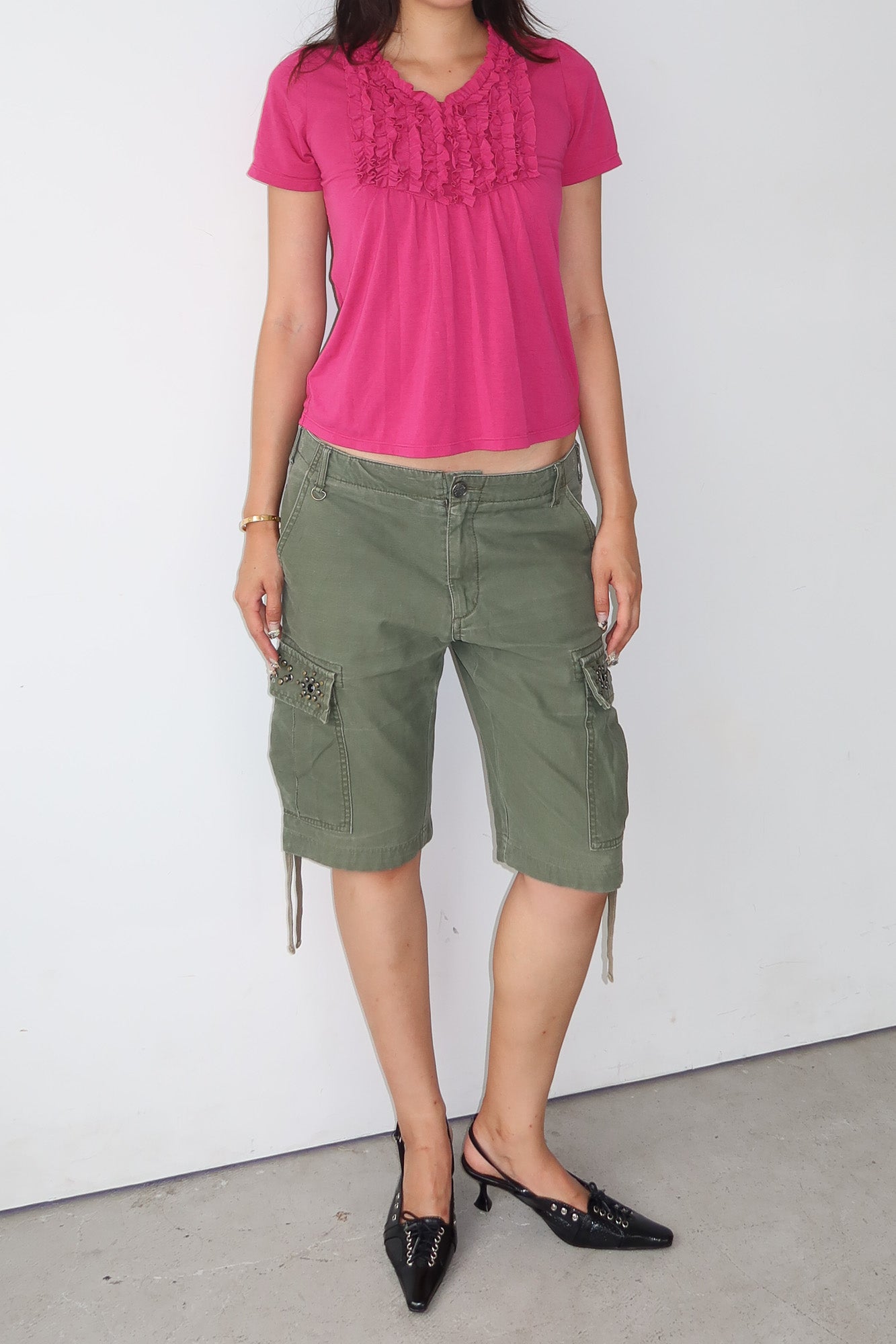 fuchsia ruffle top