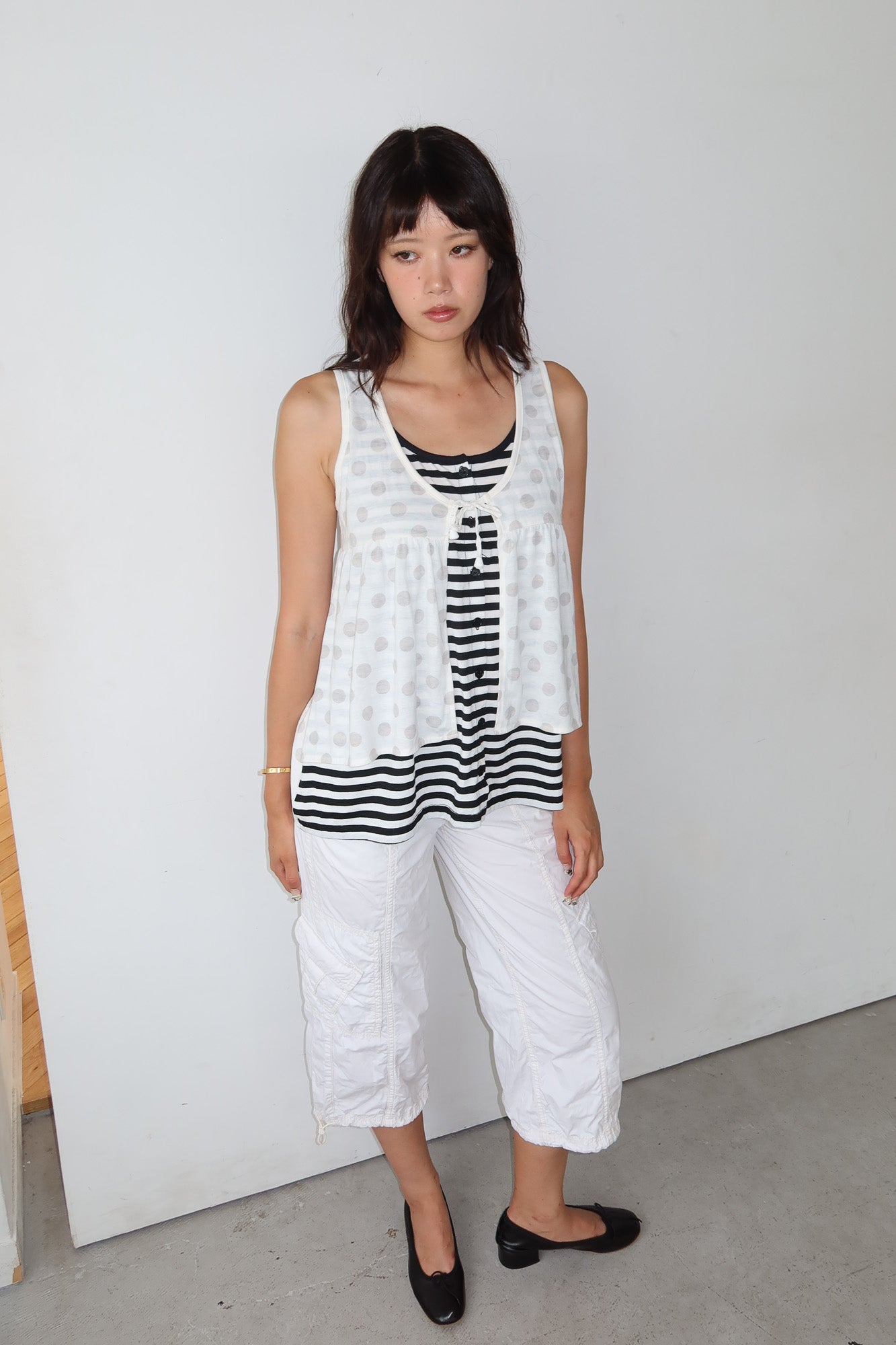 stripe & polkadot layered top