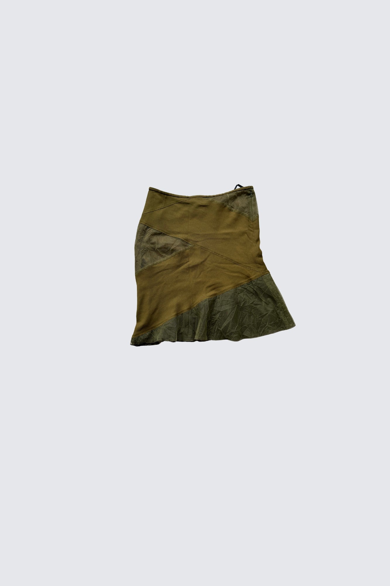 olive contrast panel skirt