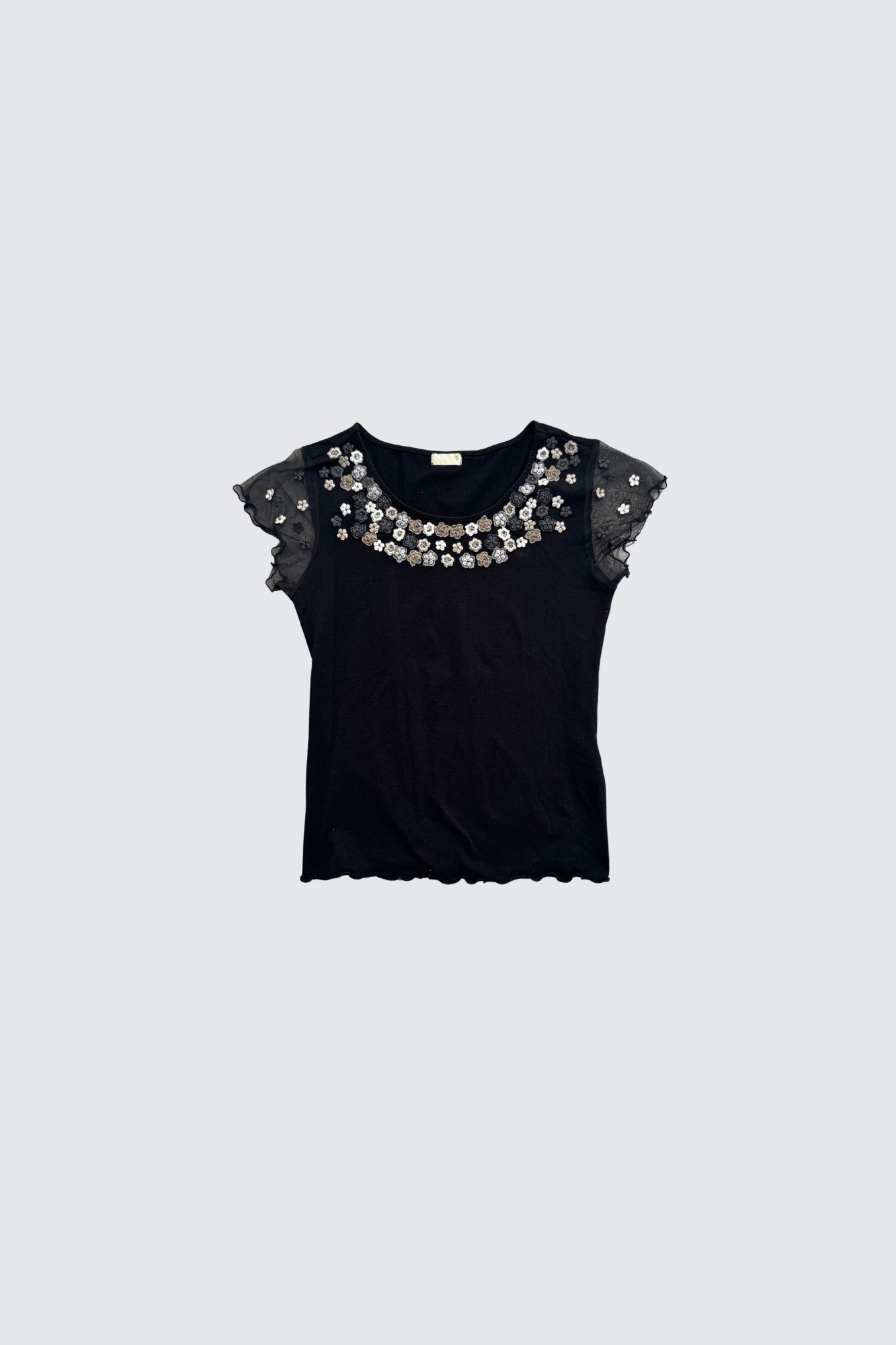 embellished flower lace top