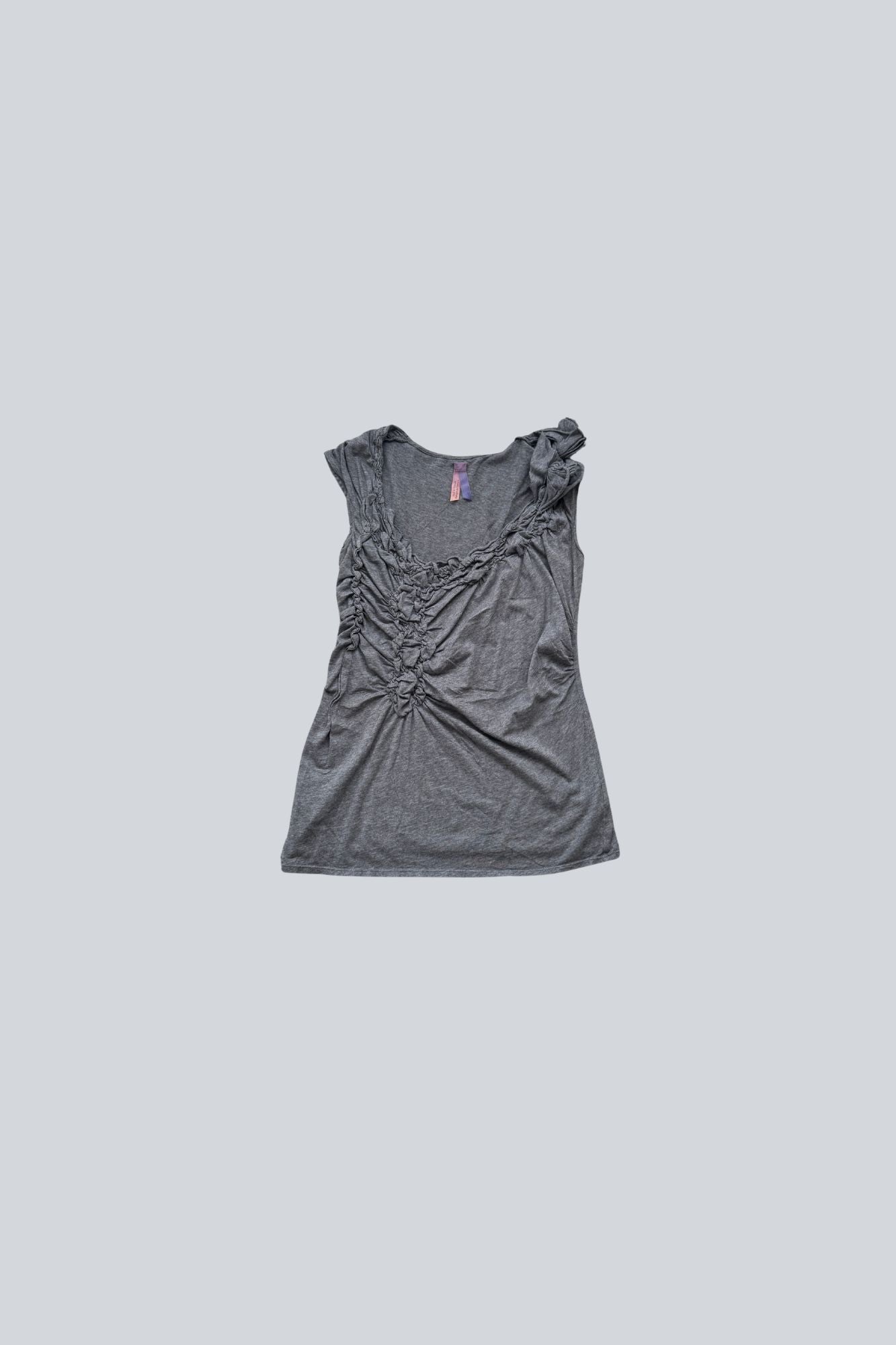 grey asymmetric ruched top
