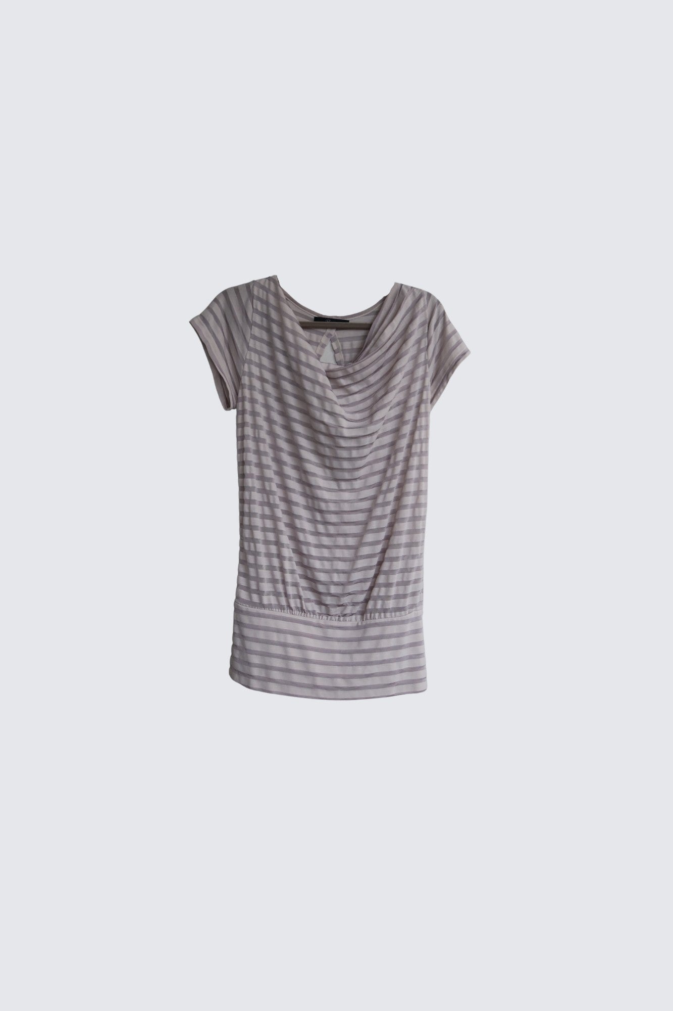 stripe off shoulder top with drapey back