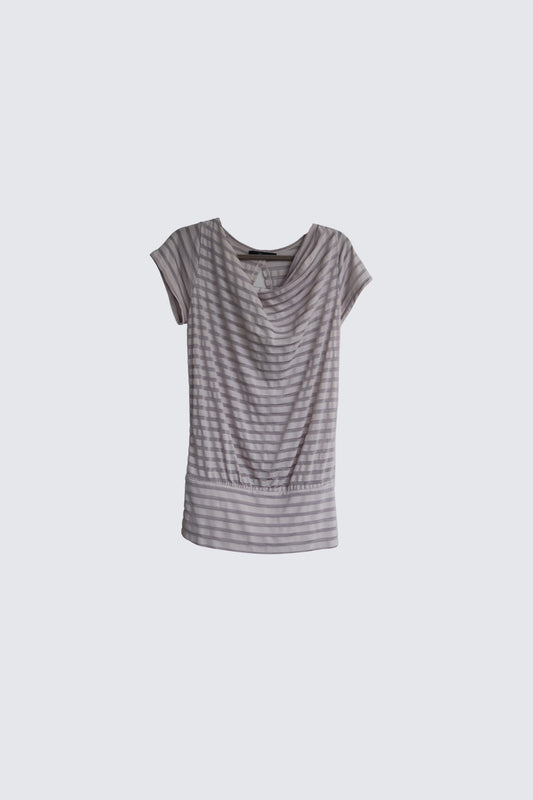 stripe off shoulder top with drapey back