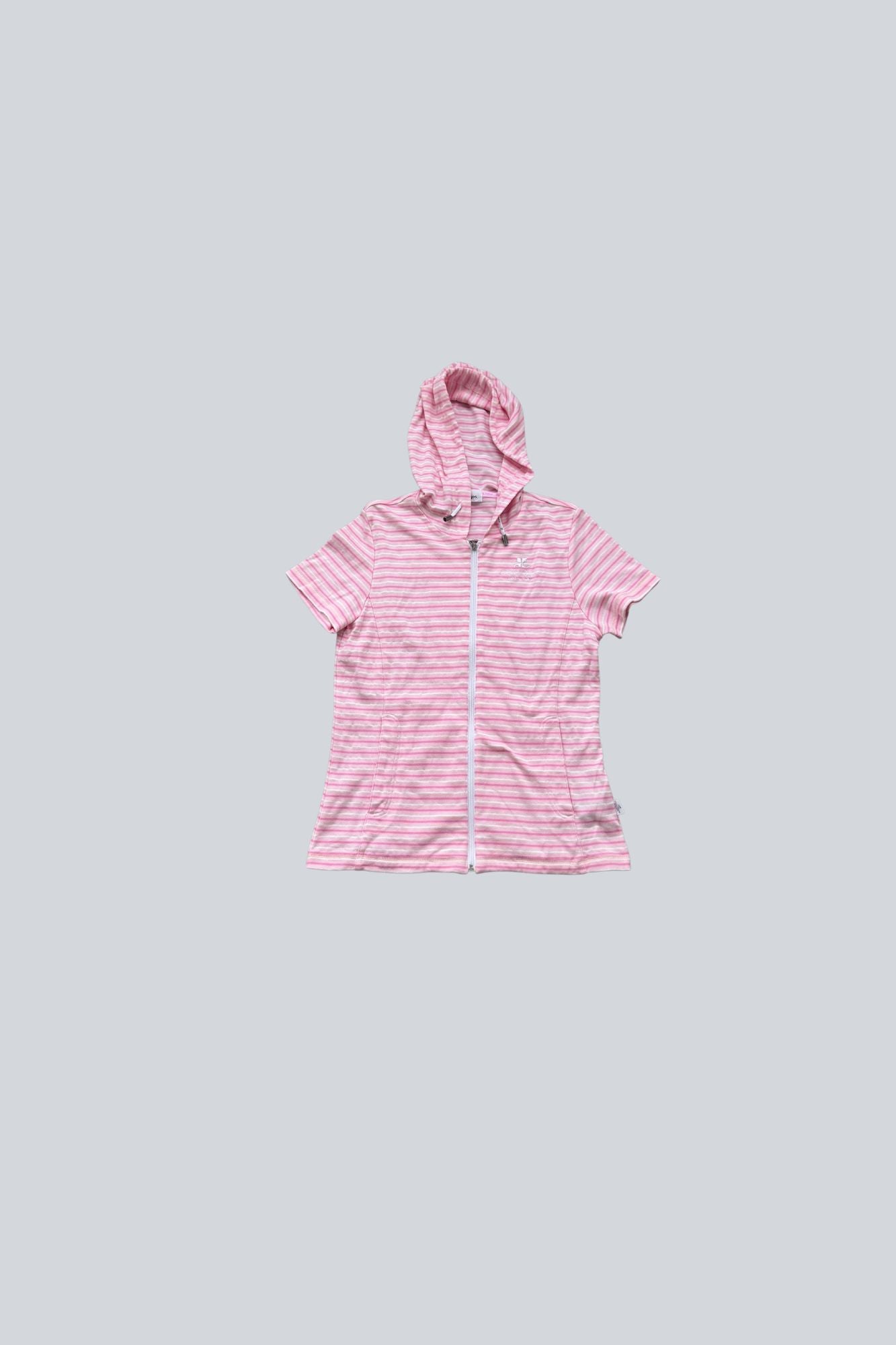 courrèges | pink striped zip-up hoodie