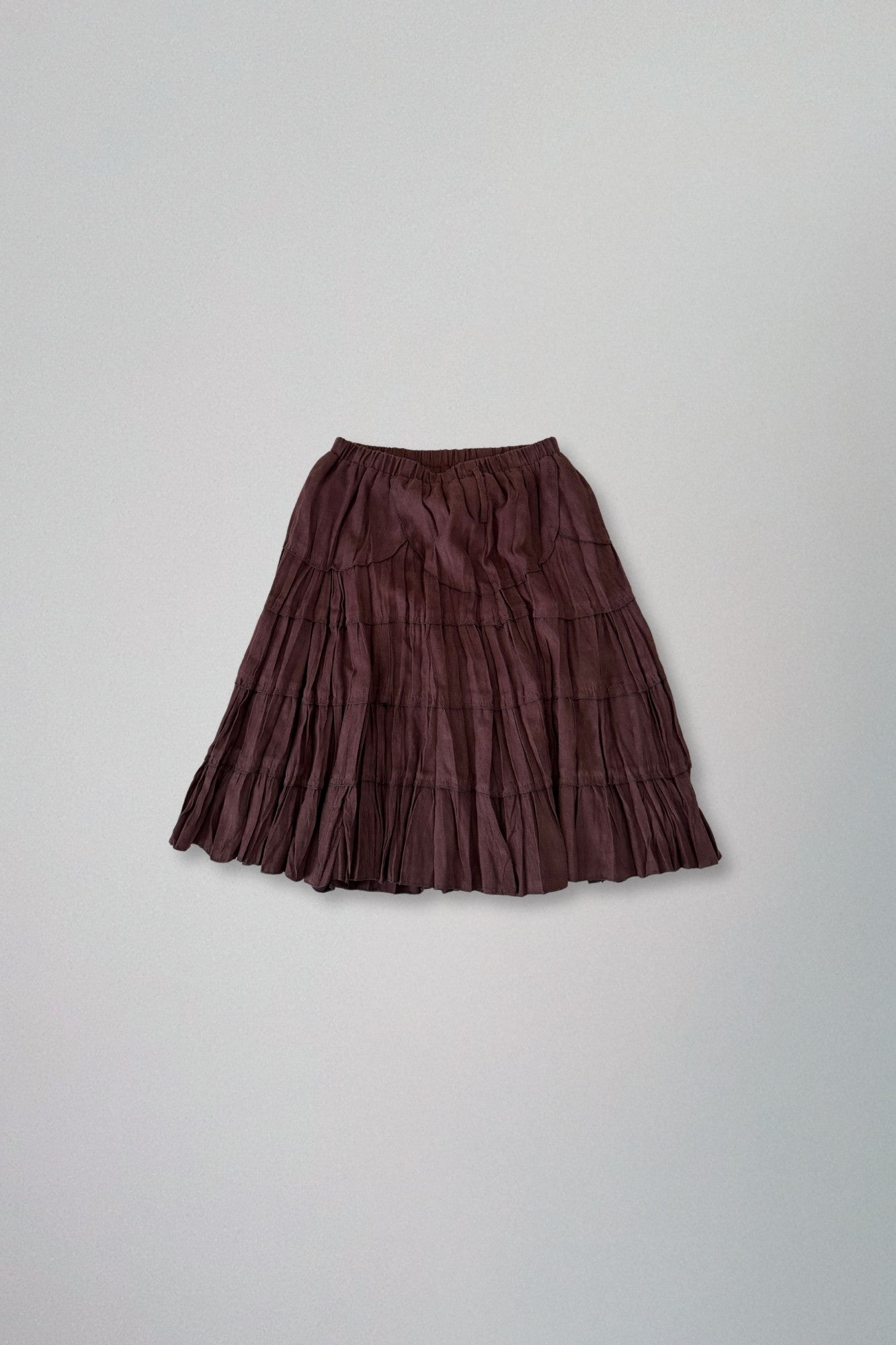 brown layered midi skirt