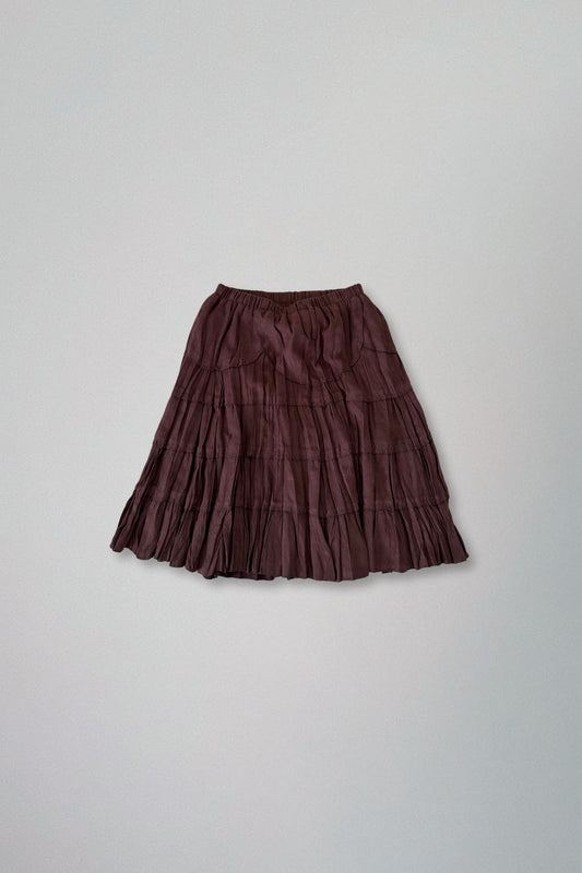 brown layered midi skirt