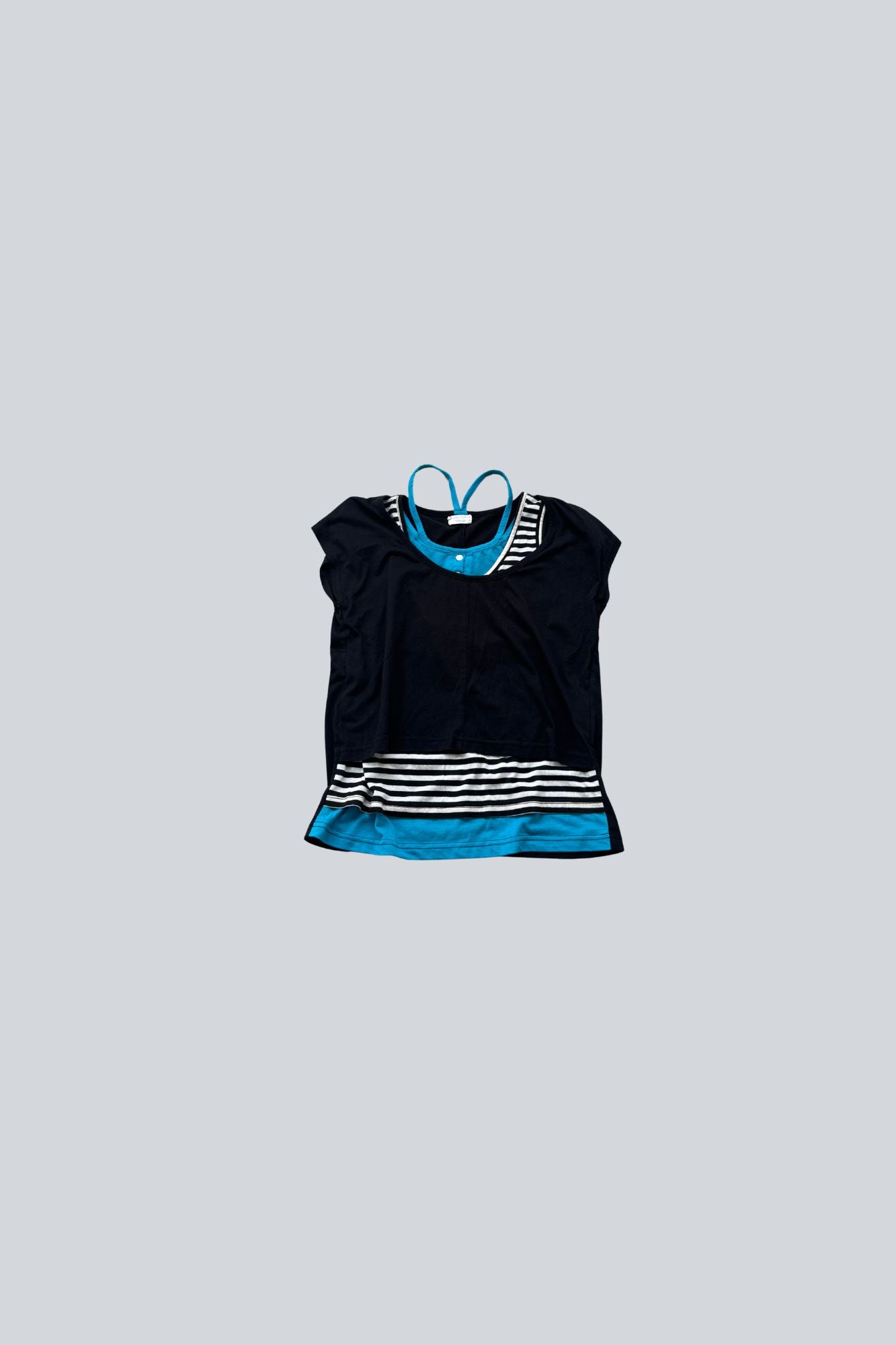 layered stripe & turquoise top