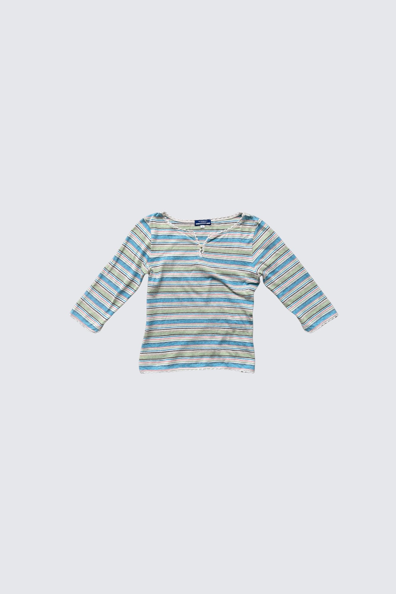 burberry blue label | striped lace trim top