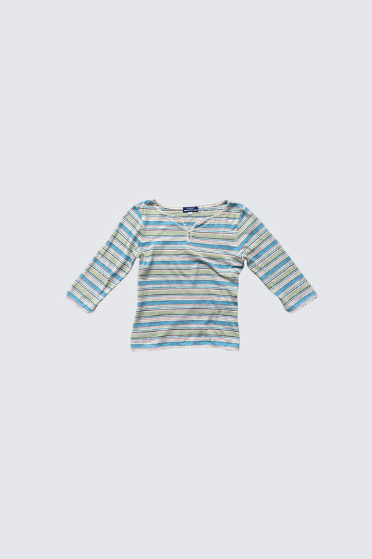 burberry blue label | striped lace trim top