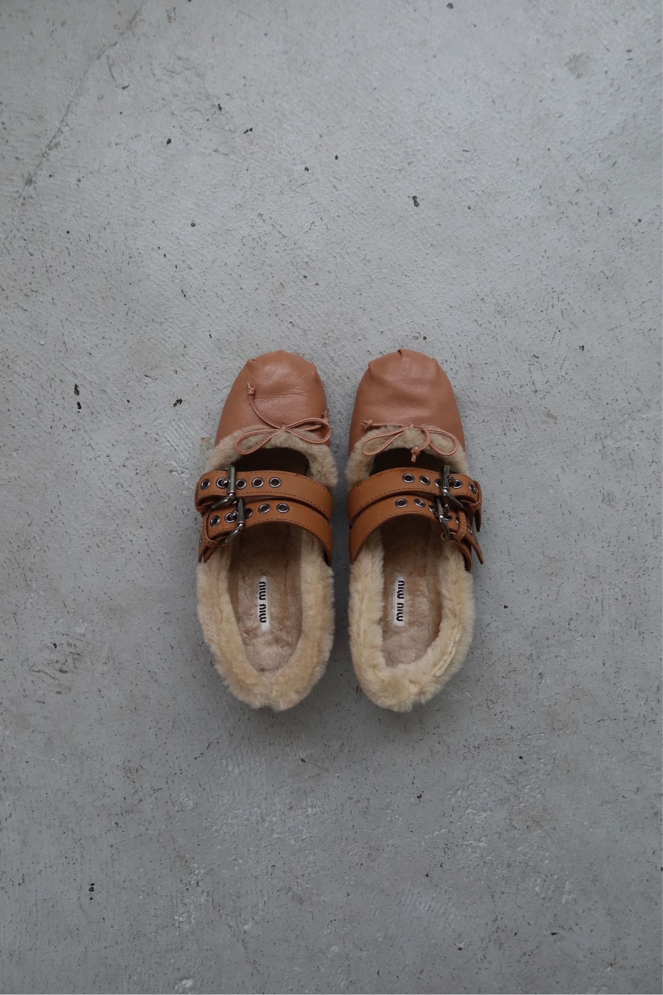 miu miu | shearling ballet flats