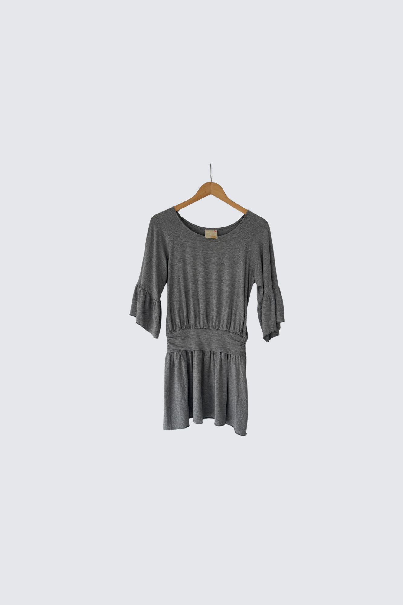 grey ruffle sleeve dress