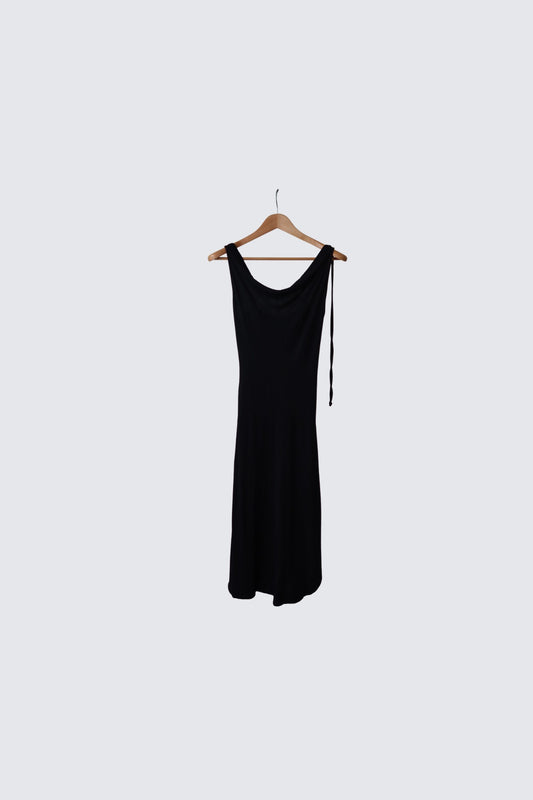 tie-up cowl neck drapey dress