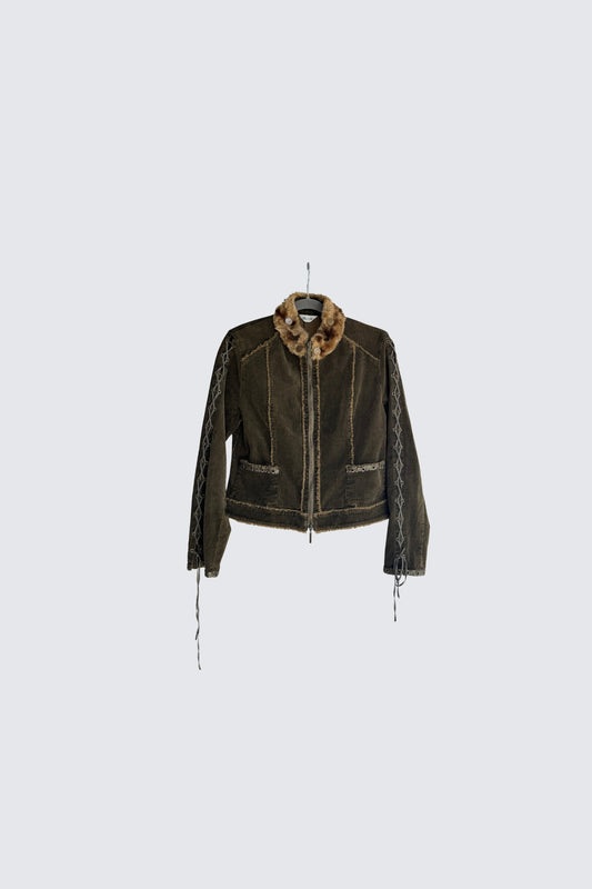 brown lace-up jacket