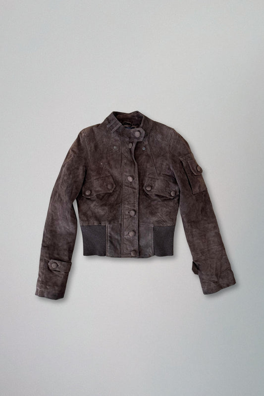 brown leather jacket