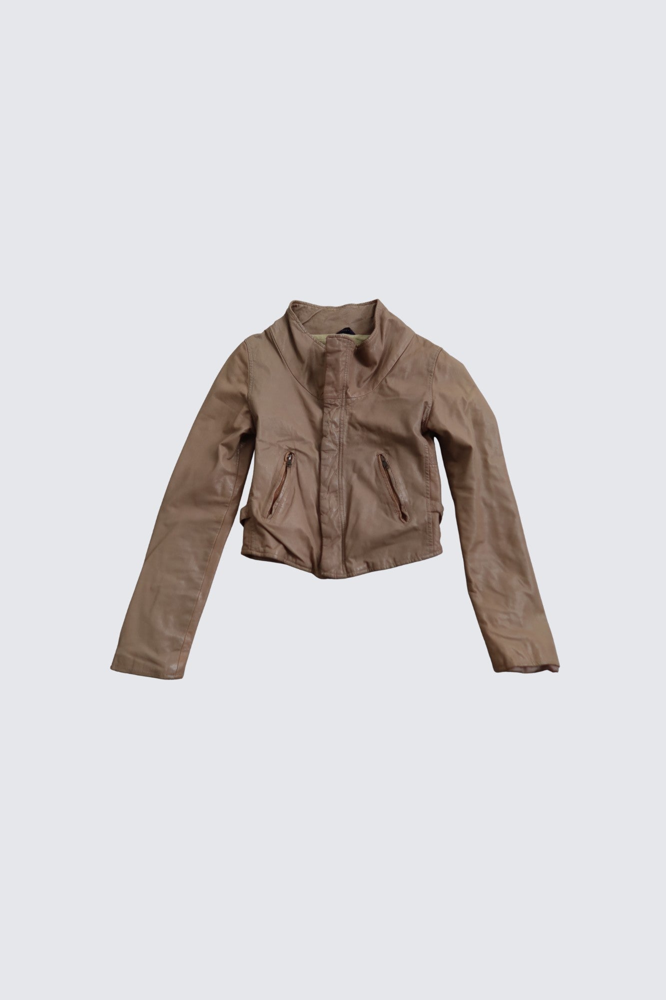 leather jacket with high neck