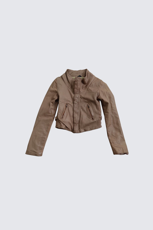 leather jacket with high neck