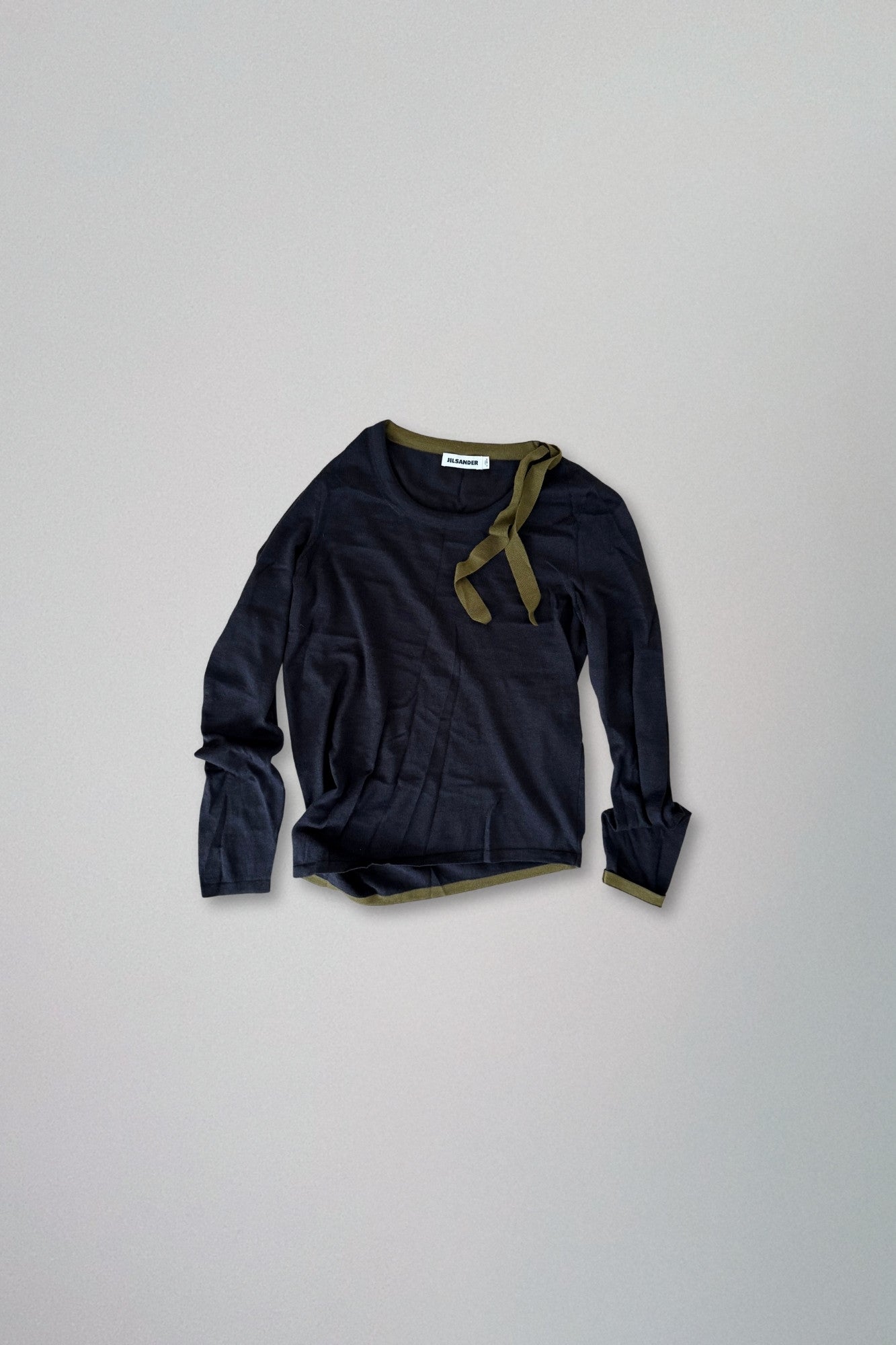 jil sander | grey knit with olive straps