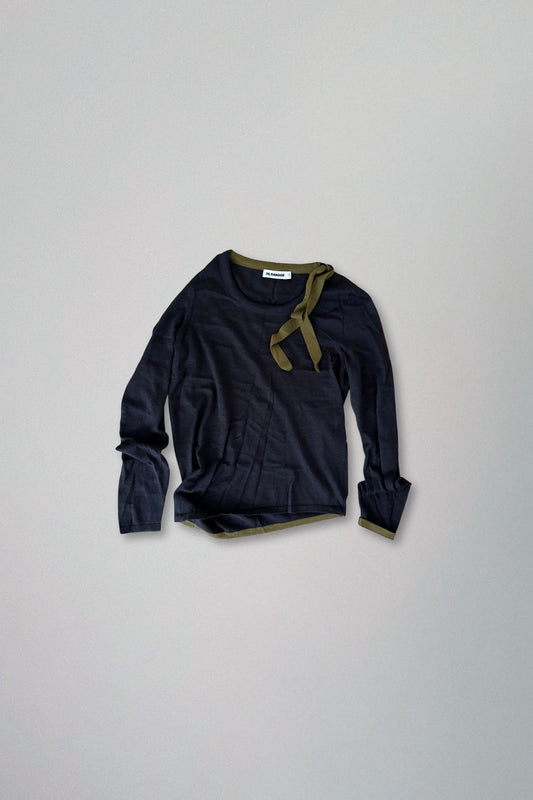 jil sander | grey knit with olive straps