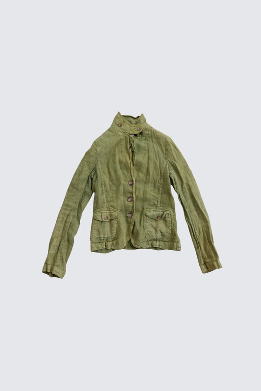 moss green linen jacket