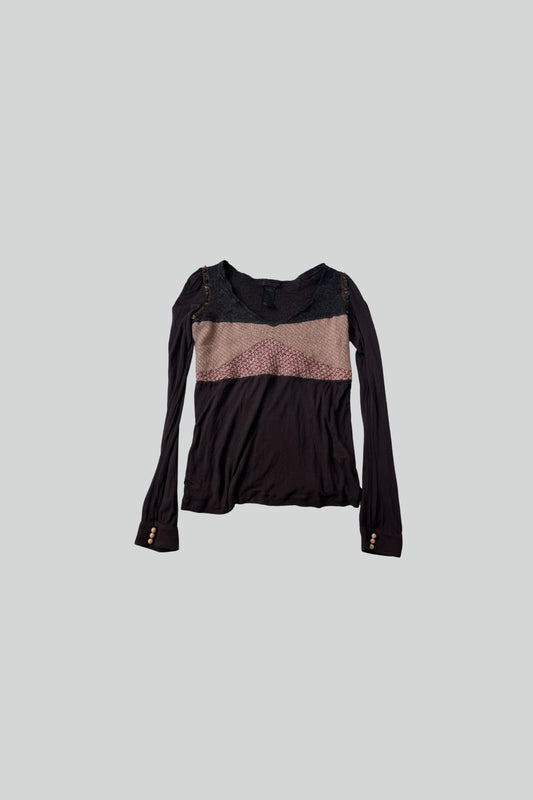 custo barcelona | brown woven panel top