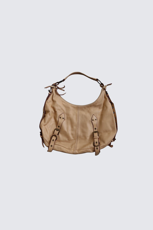 tan leather buckle bag