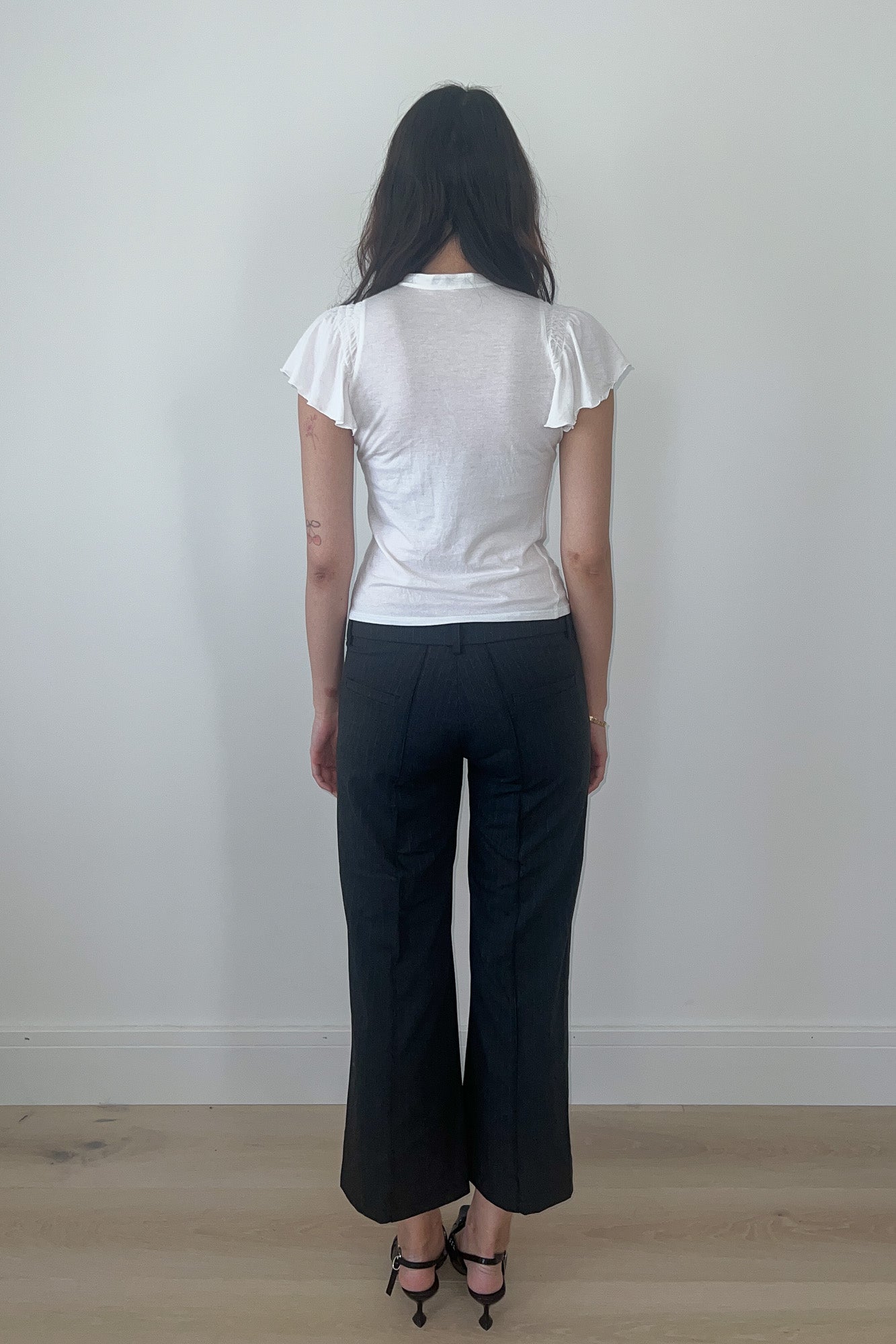 burberry blue label | ruffle sleeve shirt with checkered neck tie