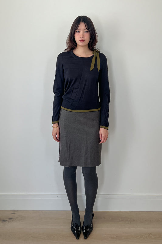 jil sander | grey knit with olive straps