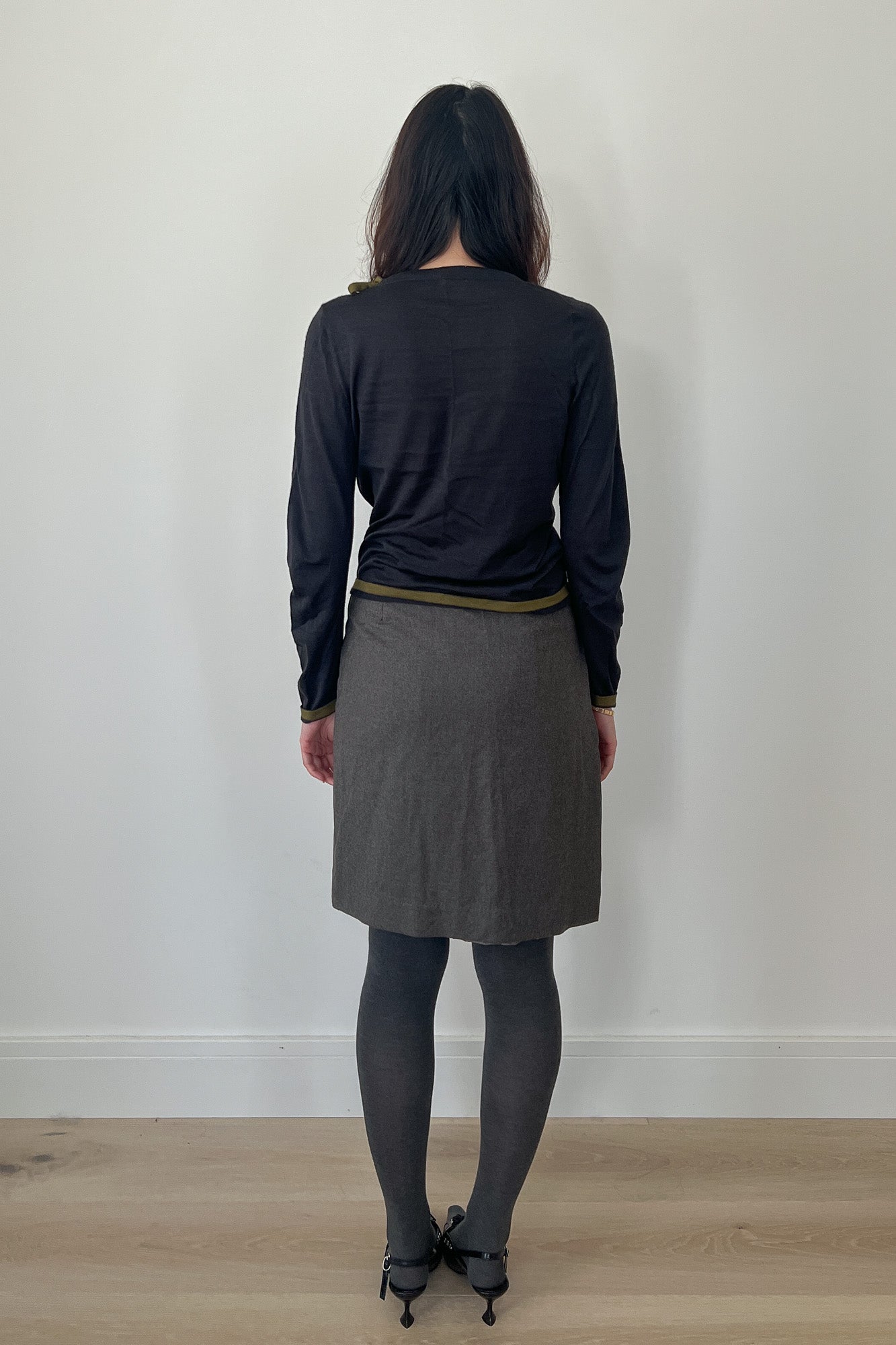 jil sander | grey knit with olive straps