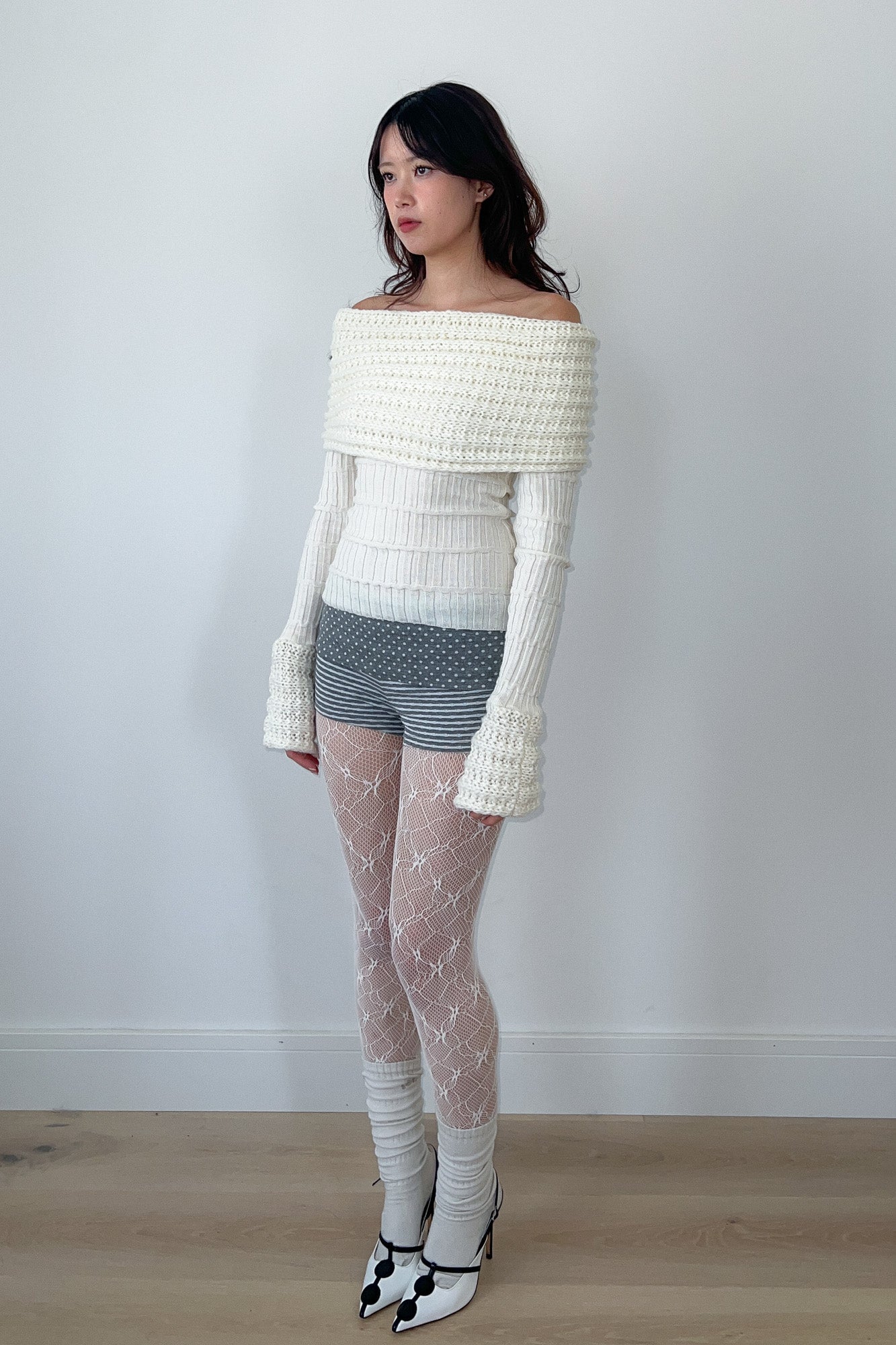 off-shoulder knit