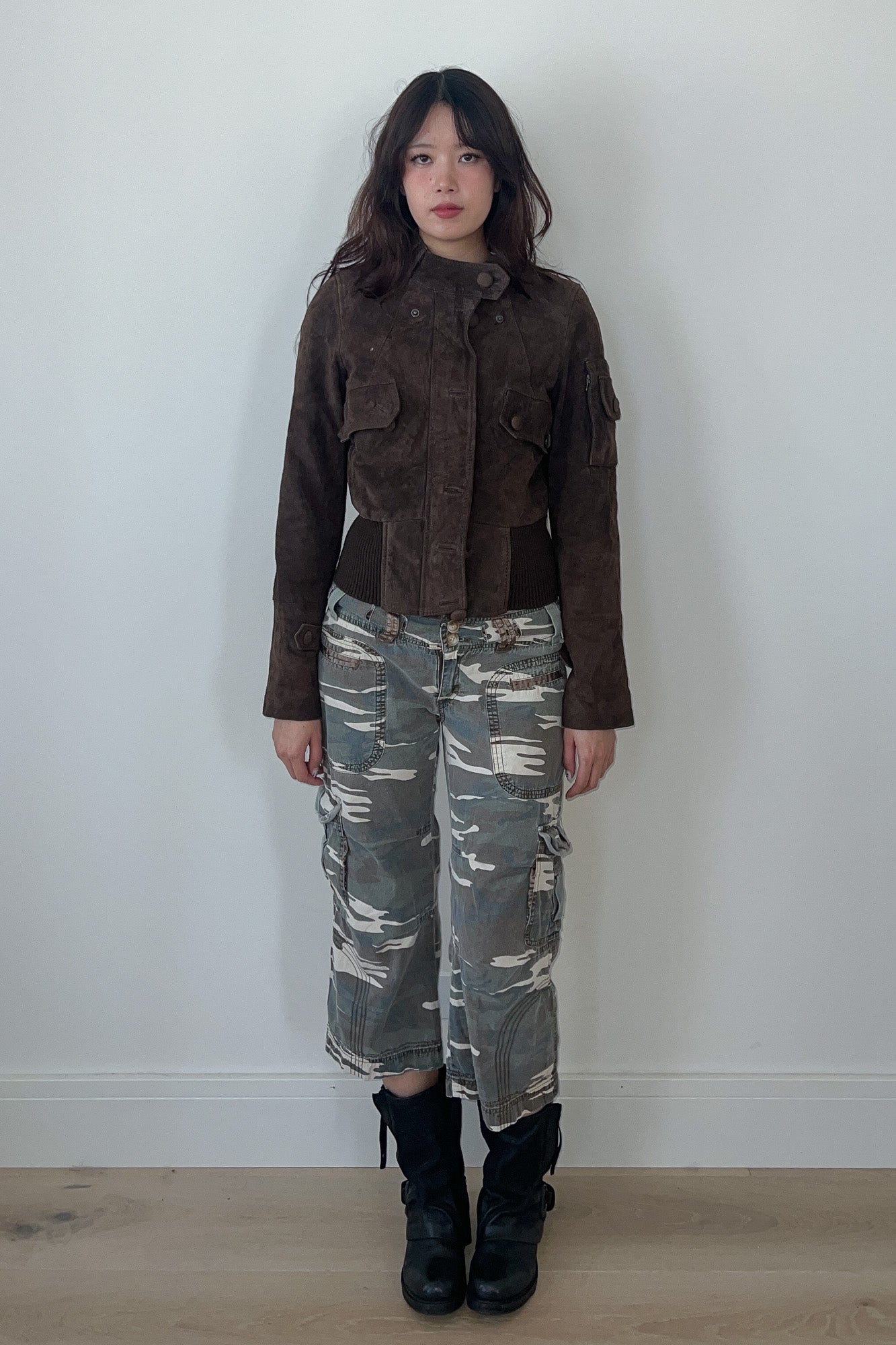 brown leather jacket