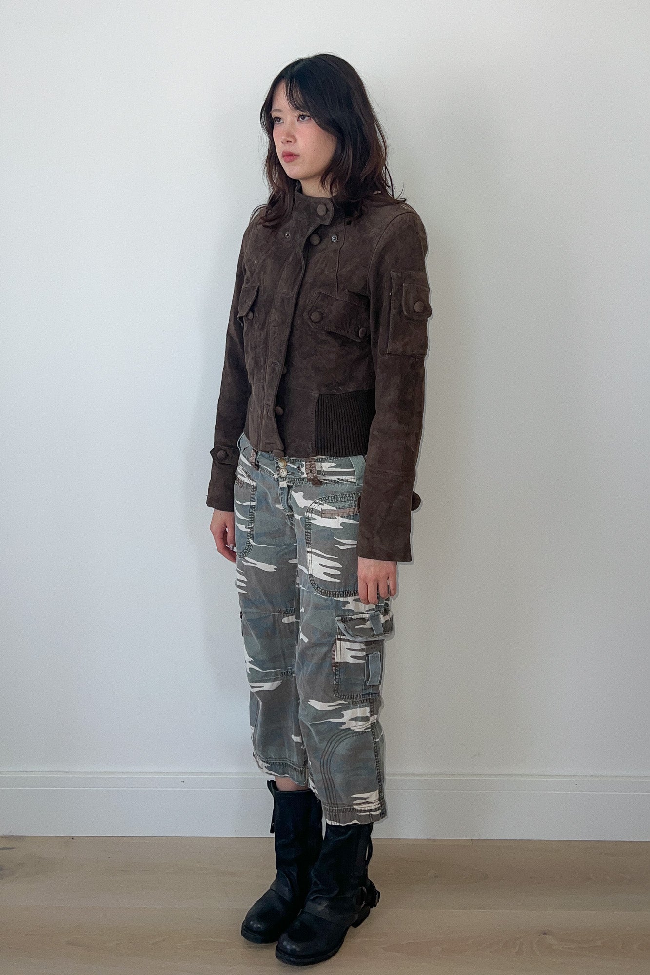 brown leather jacket