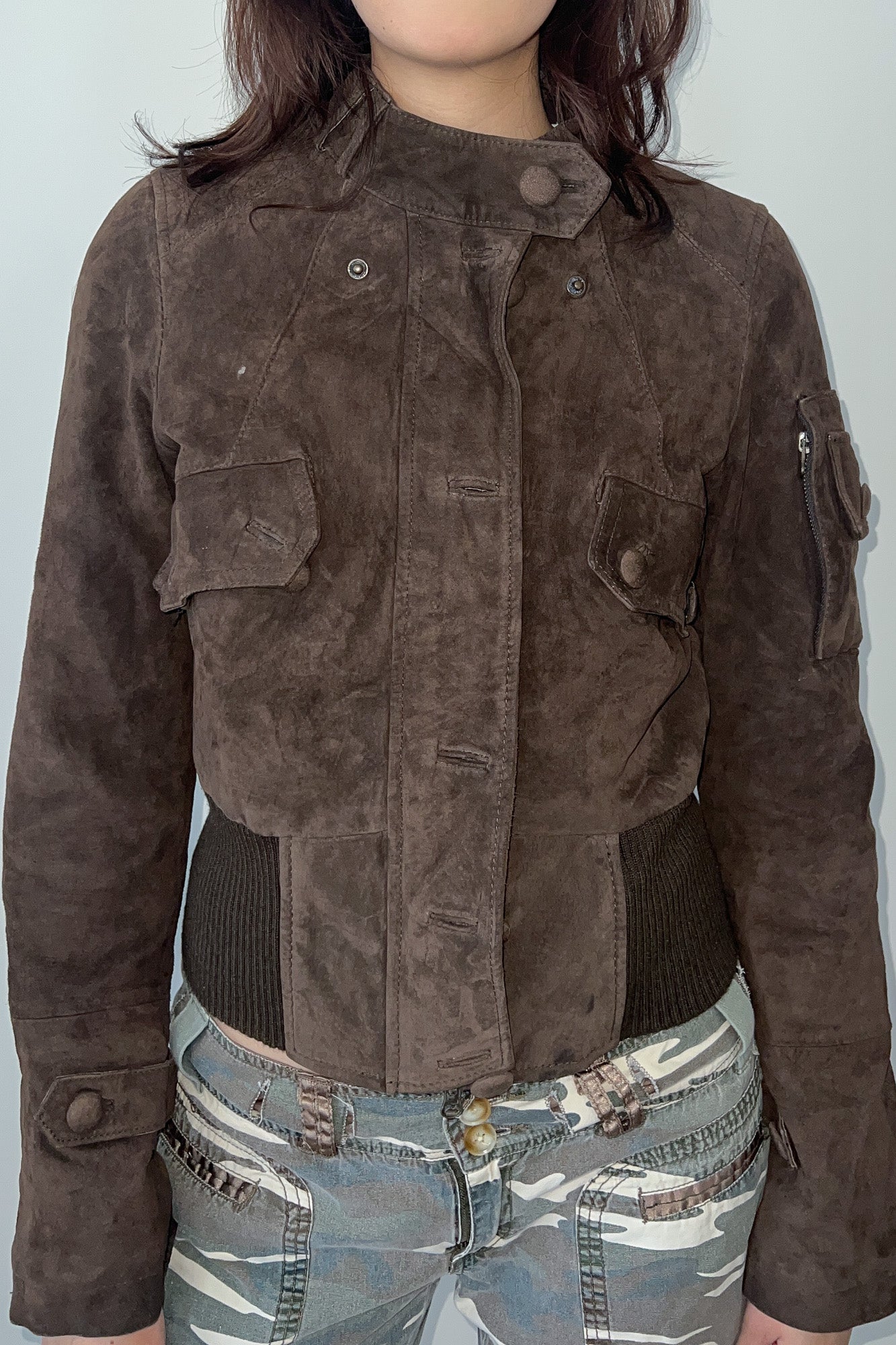 brown leather jacket