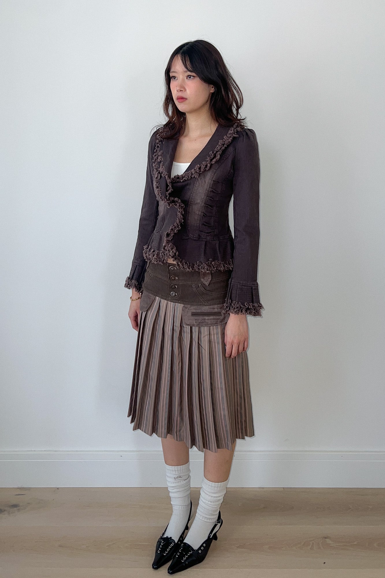 brown frayed jacket