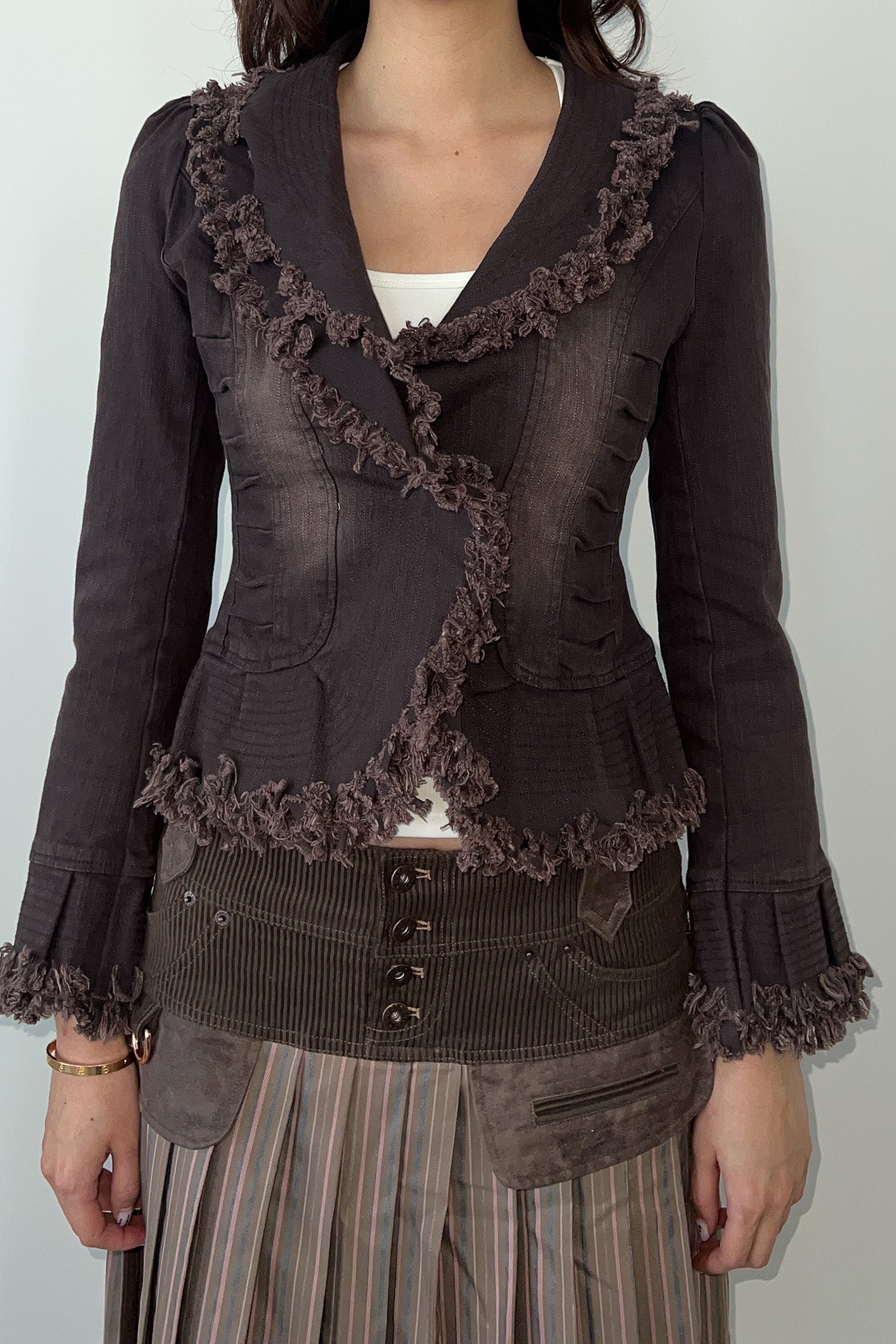 brown frayed jacket
