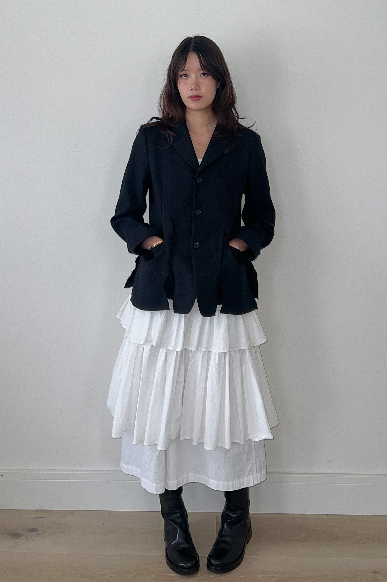 comme des garçons black | black distressed blazer