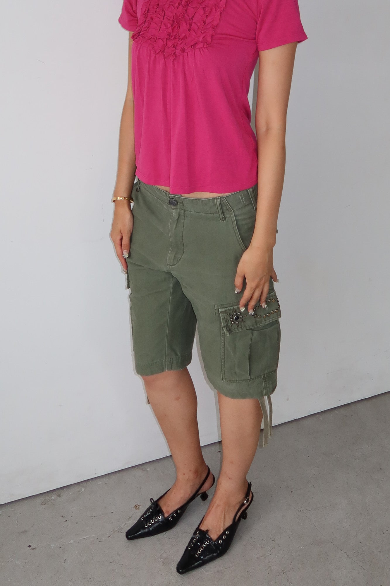 studded cargo shorts