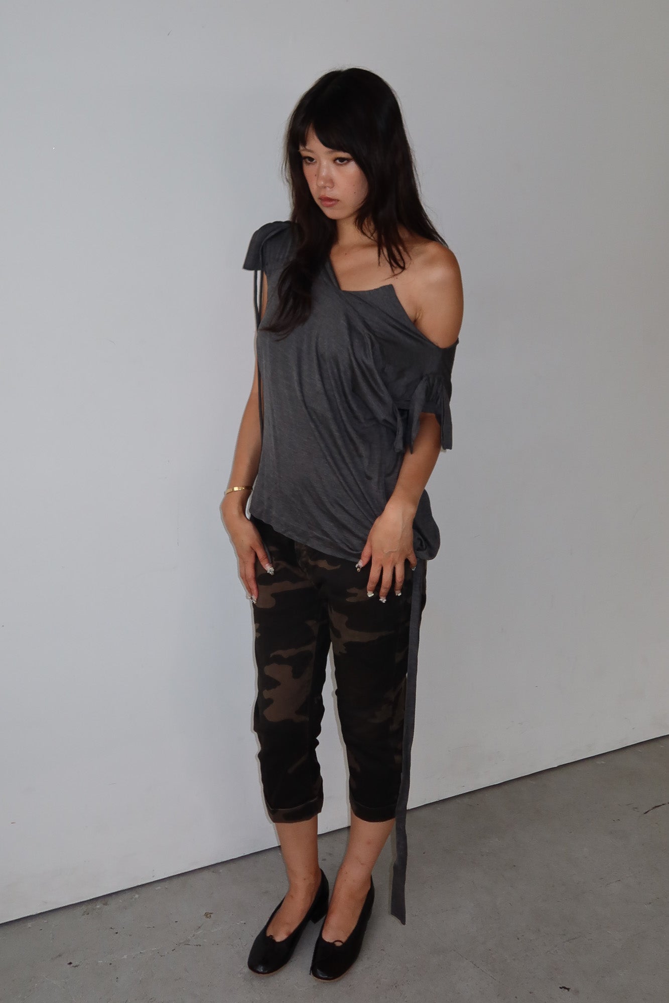capucci | silk draped tie-up top
